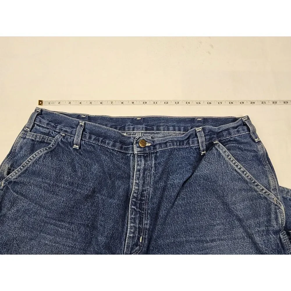 Carhartt Jeans Mens 42x30 Carpenter Dungarees Relaxed‎ Fit Blue Denim Pants.